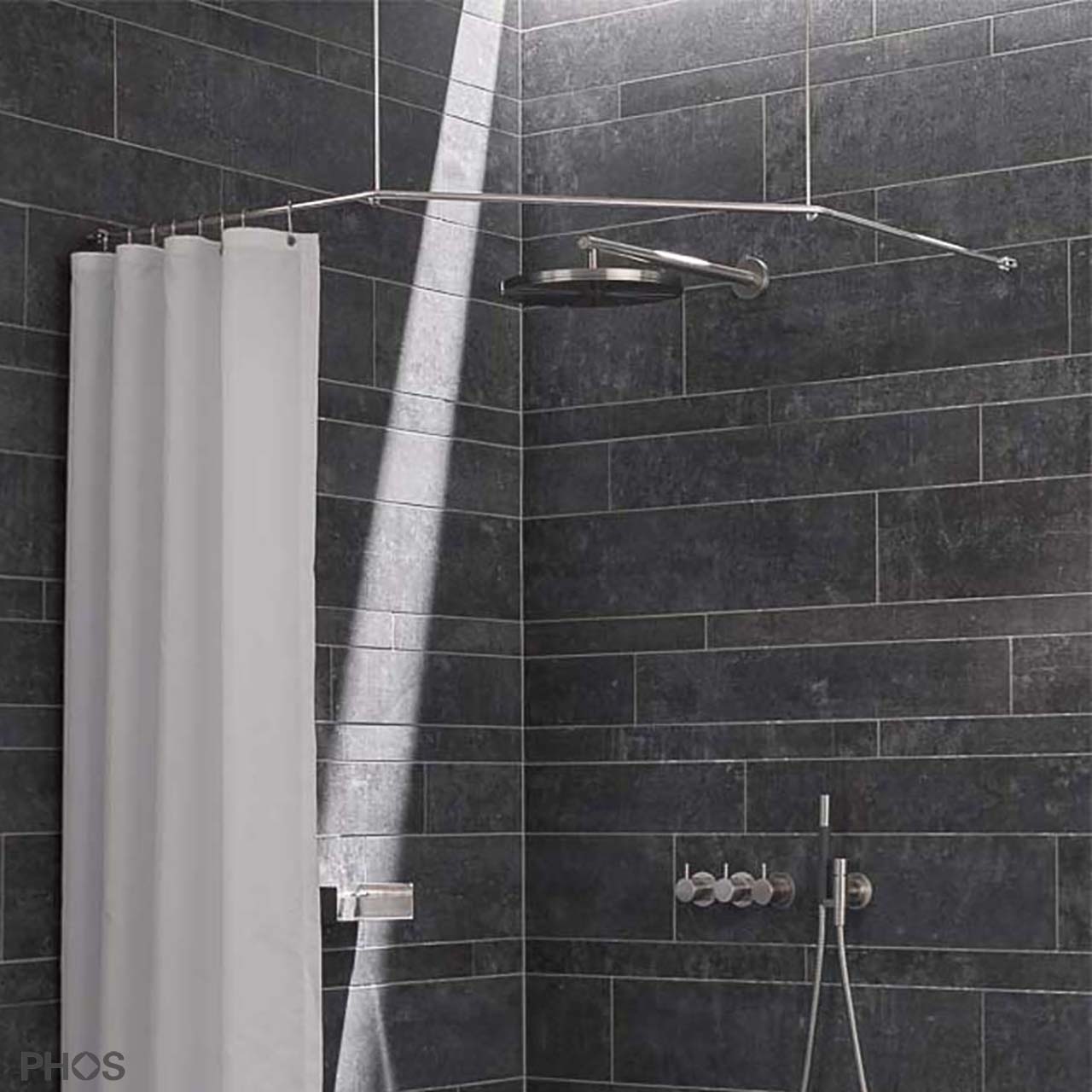 Duschvorhangstange für Eckdusche und Eckbadewanne - 12mm Edelstahl Duschvorhangstange für Eckdusche und Eckbadewanne - 12mm Edelstahl