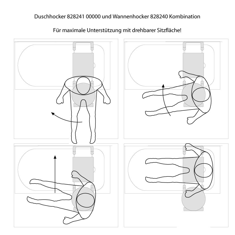 Zusatz Hocker für Badewannensitz - Drehbare Sitzfläche - ErgoSystem E300 Zusatz Hocker für Badewannensitz - Drehbare Sitzfläche - ErgoSystem E300