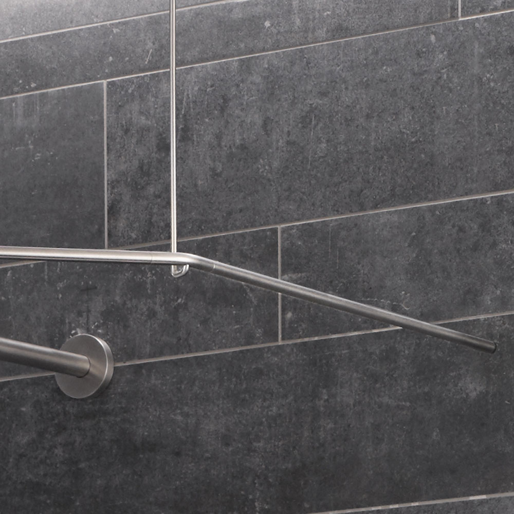 Duschvorhangstange für Eckdusche und Eckbadewanne - 12mm Edelstahl Duschvorhangstange für Eckdusche und Eckbadewanne - 12mm Edelstahl