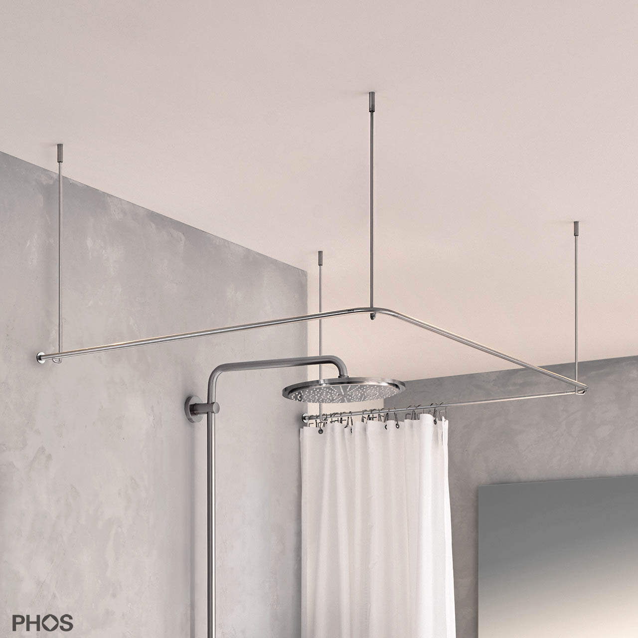 Duschvorhangstange U Form - Nur Deckenmontage - Edelstahl Duschvorhangstange U Form - Nur Deckenmontage - Edelstahl