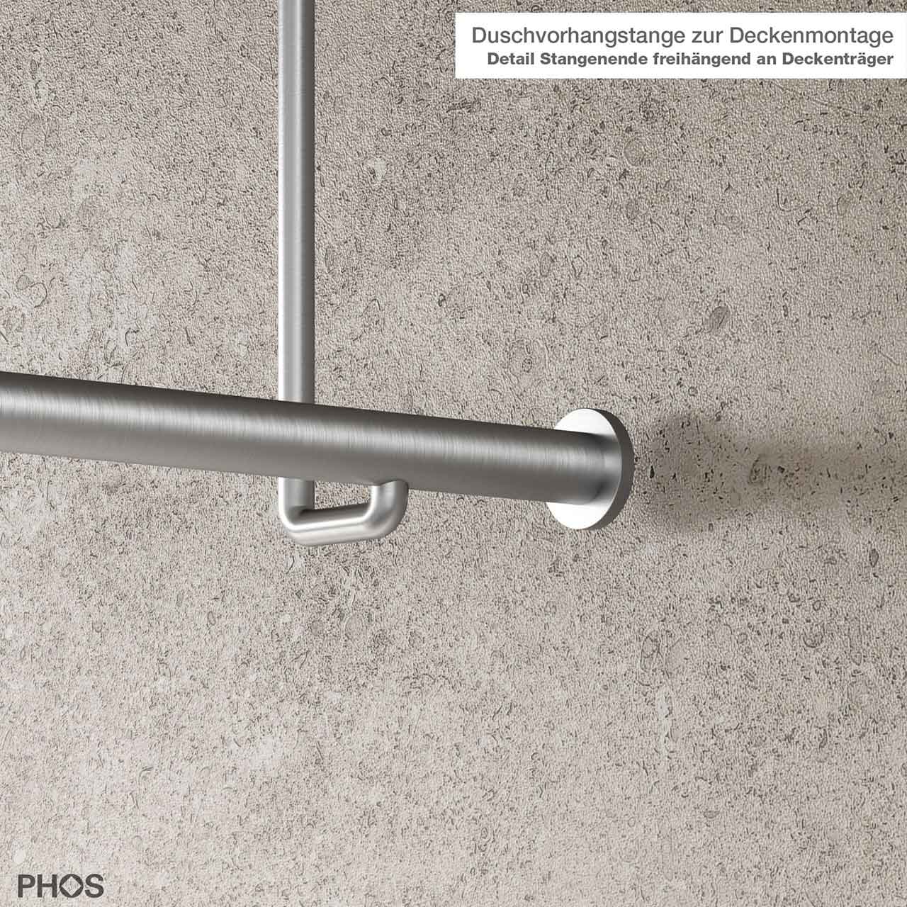 Duschvorhangstange L Form - Nur Deckenhalterung - verschiedene Maße - Edelstahl Duschvorhangstange L Form - Nur Deckenhalterung - verschiedene Maße - Edelstahl