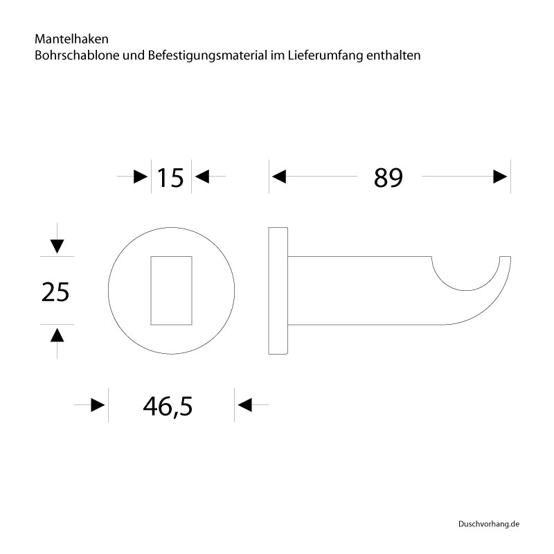 Bademantel - Handtuchhalter - Haken - Lang - FSB Metric Edelstahl