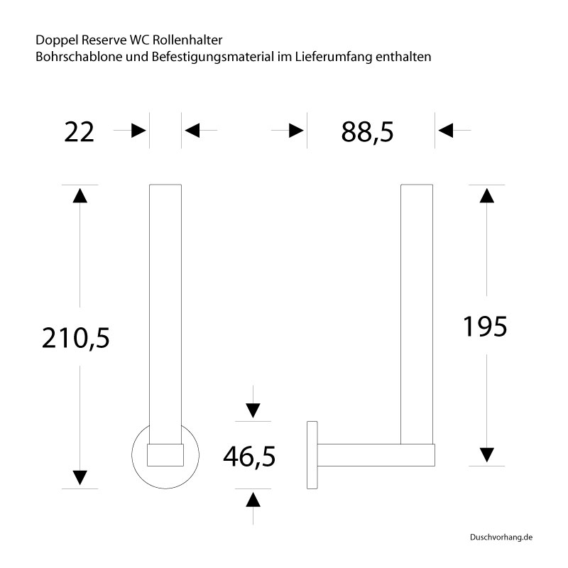 Reserve Toilettenpapierhalter - zwei WC Rollen - FSB Metric Edelstahl