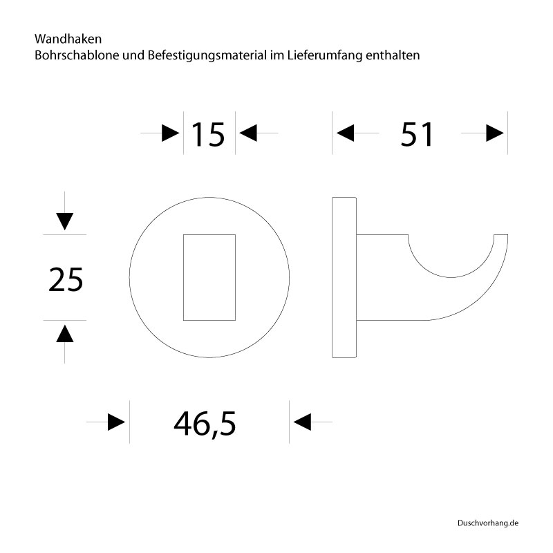 Handtuchhalter - Dusche Bad WC Haken - Kurz - Metric Edelstahl