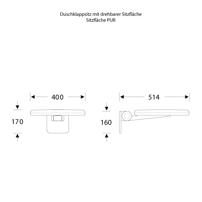 Runder Duschsitz - Drehbar - Klappbar - Wandmontage - ErgoSystem E300 Runder Duschsitz - Drehbar - Klappbar - Wandmontage - ErgoSystem E300