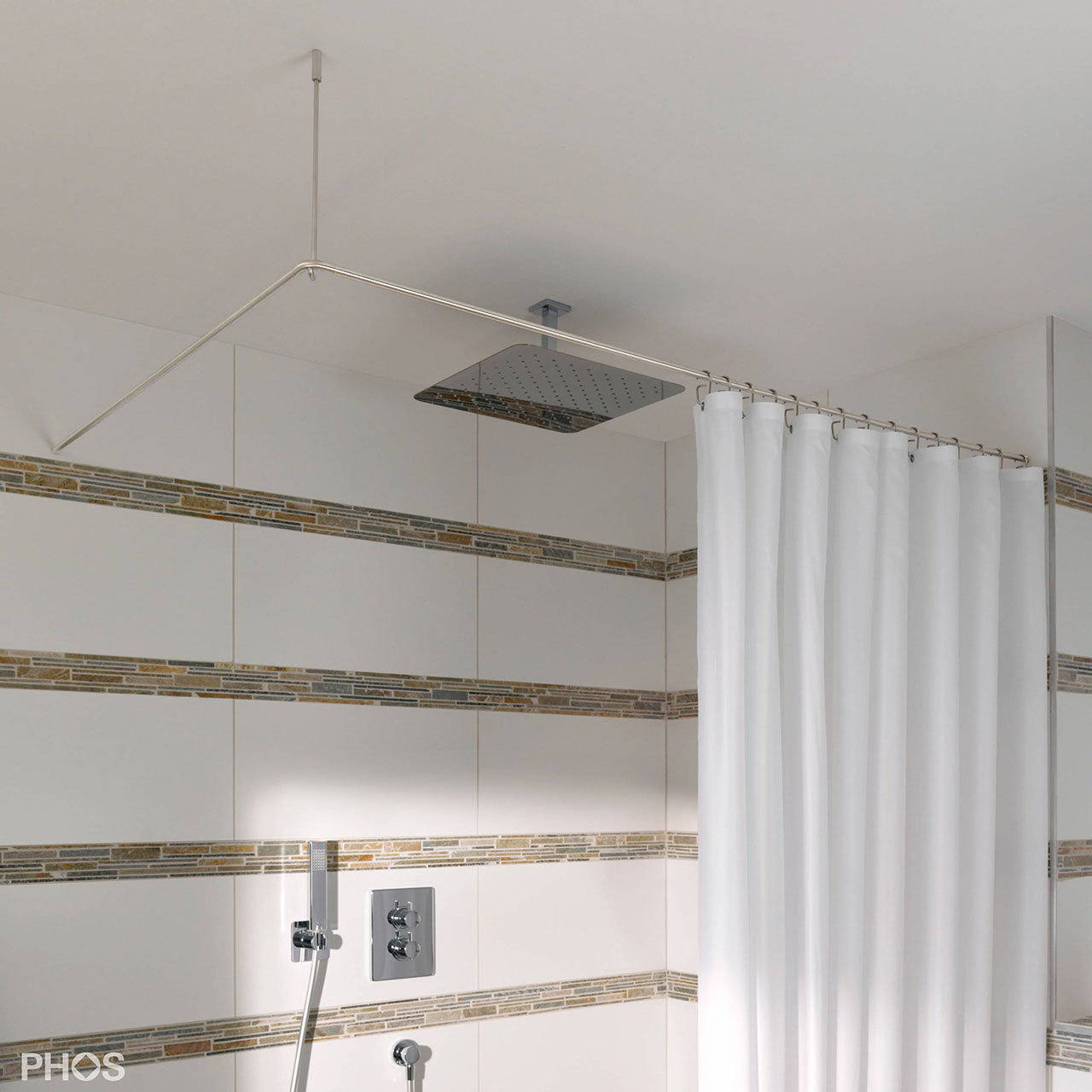 Duschvorhangstangen Badewanne L Form - verschiedene Maße - 12mm Edelstahl Duschvorhangstangen Badewanne L Form - verschiedene Maße - 12mm Edelstahl