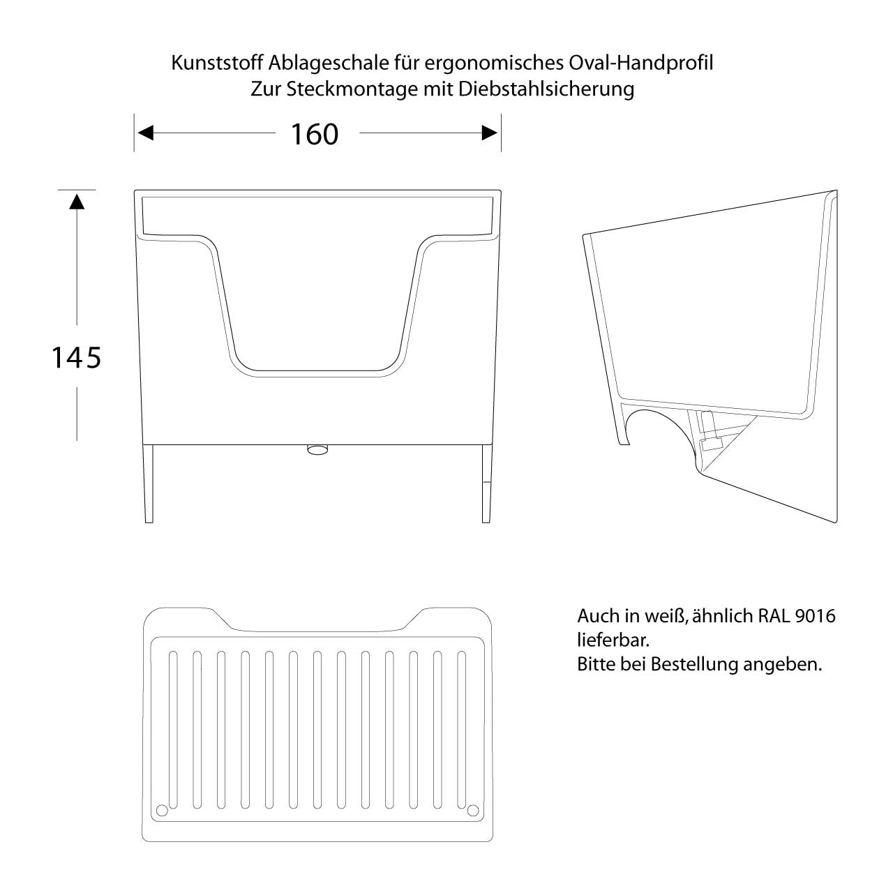 Ablage für ergonomischen Handlauf - Gerade - ErgoSystem