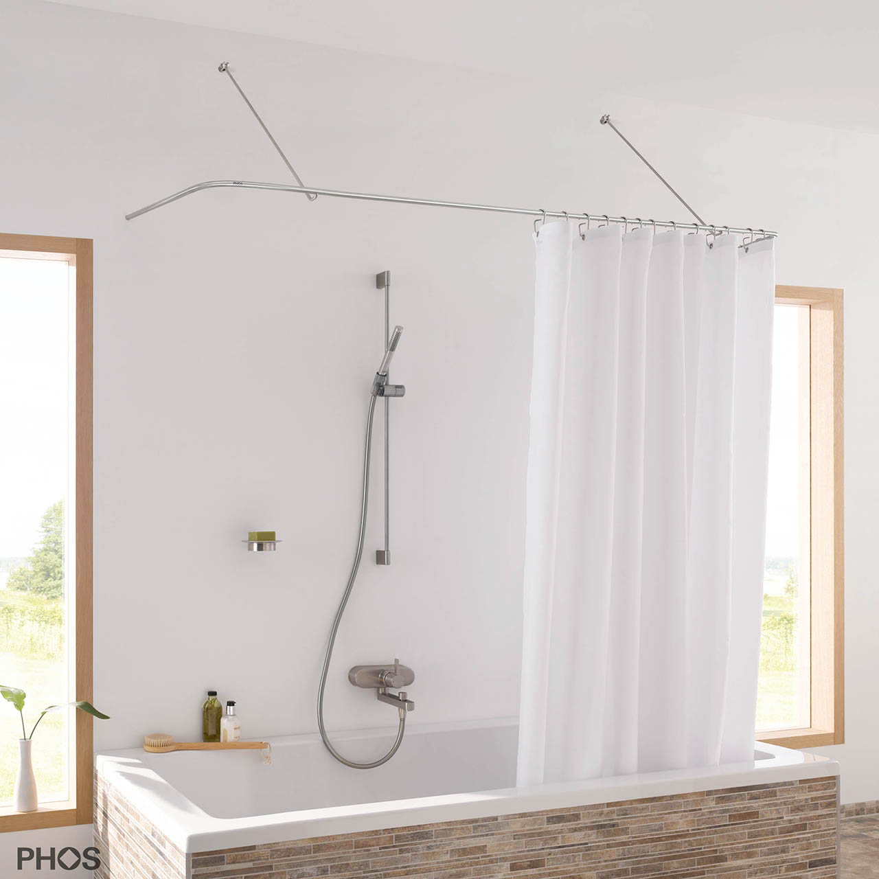 Duschvorhangstange Badewanne U Form - Nur Wandhalterung - 12mm Edelstahl Duschvorhangstange Badewanne U Form - Nur Wandhalterung - 12mm Edelstahl