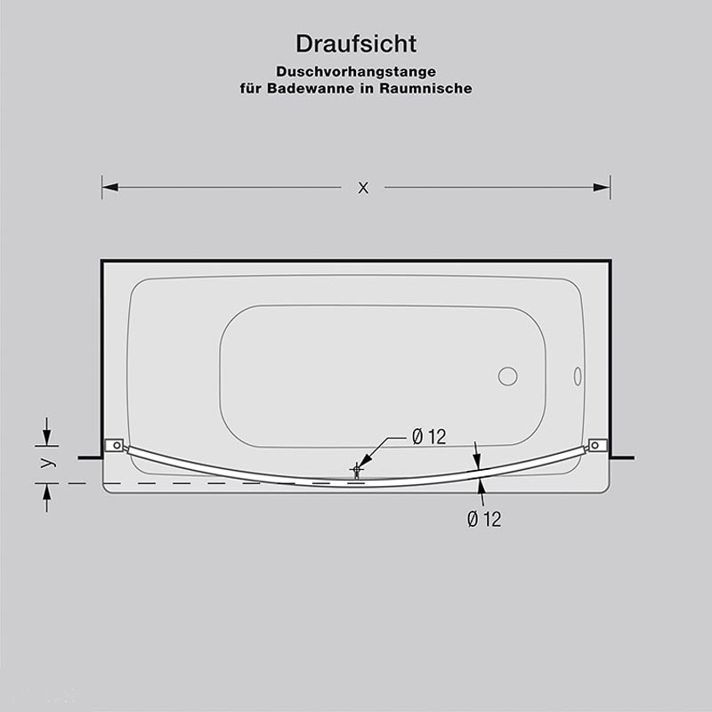 Duschvorhangstange Curved gebogen - 12mm Edelstahl