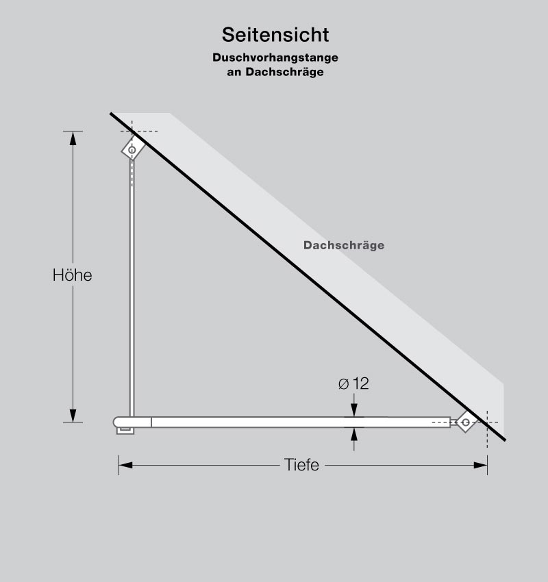 Flexible Duschstangen Halterung für schräge Wände