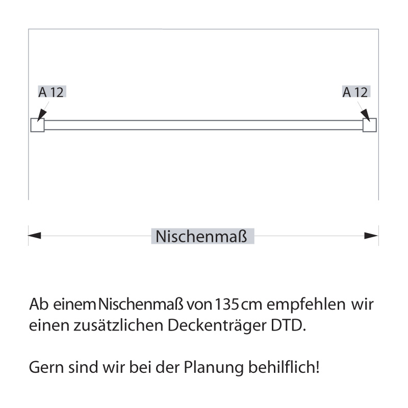 Duschvorhangstange Duschnische - 20 mm Edelstahl Duschvorhangstange Duschnische - 20 mm Edelstahl