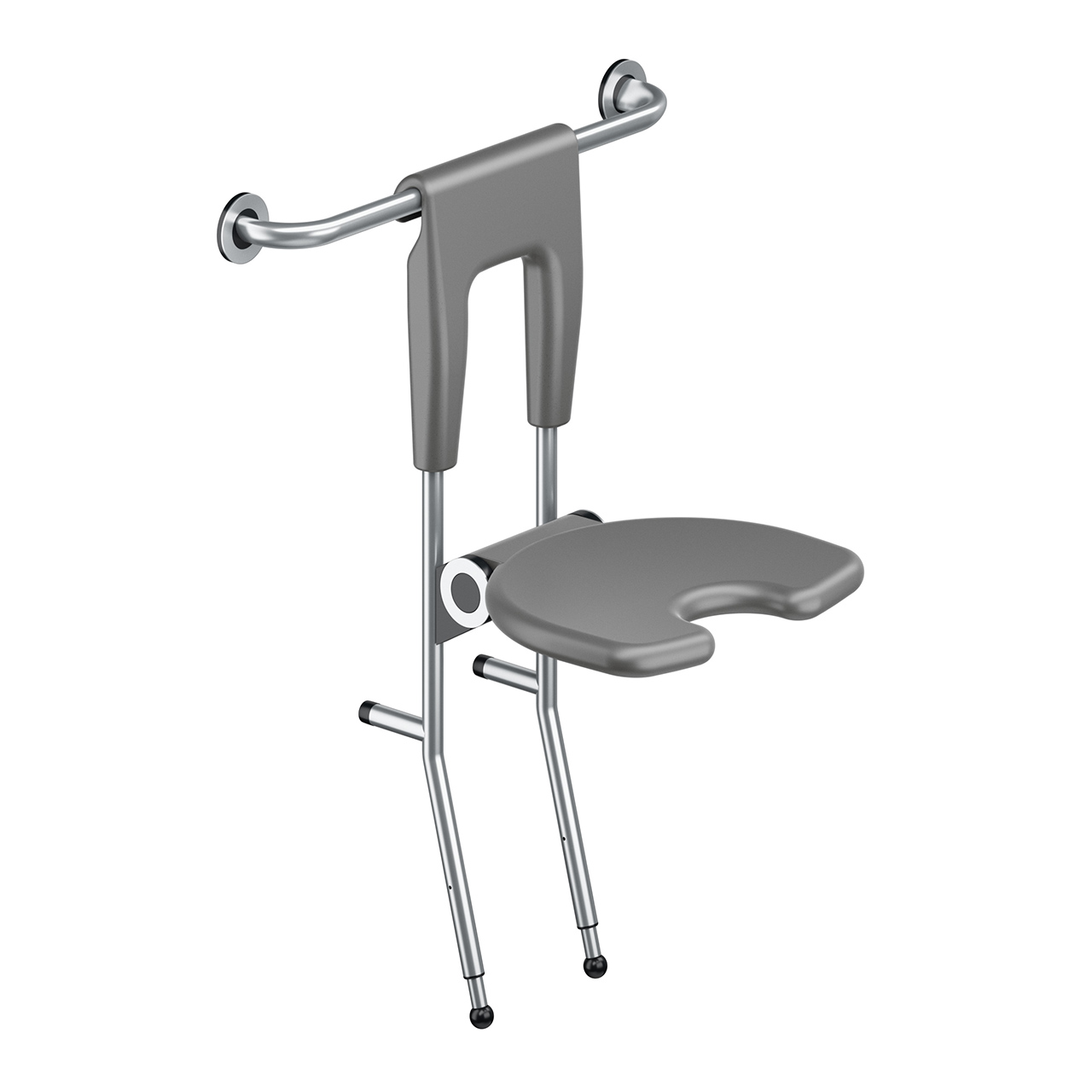 Duschklappsitz als Duschstuhl - mit Rückenlehne und Armlehne - ErgoSystem E300 Duschklappsitz als Duschstuhl - mit Rückenlehne und Armlehne - ErgoSystem E300