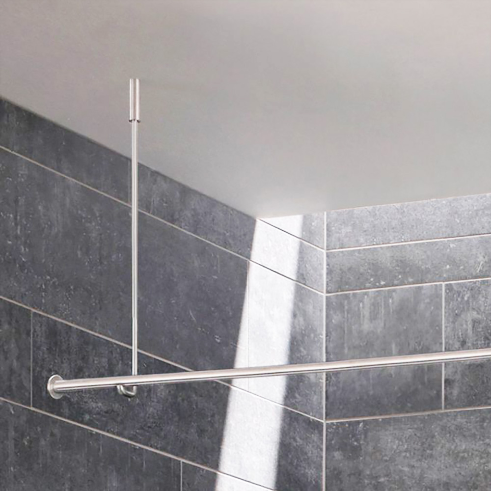 Duschvorhangstange Gerade - Einseitig Deckenhalter - Edelstahl Duschvorhangstange Gerade - Einseitig Deckenhalter - Edelstahl