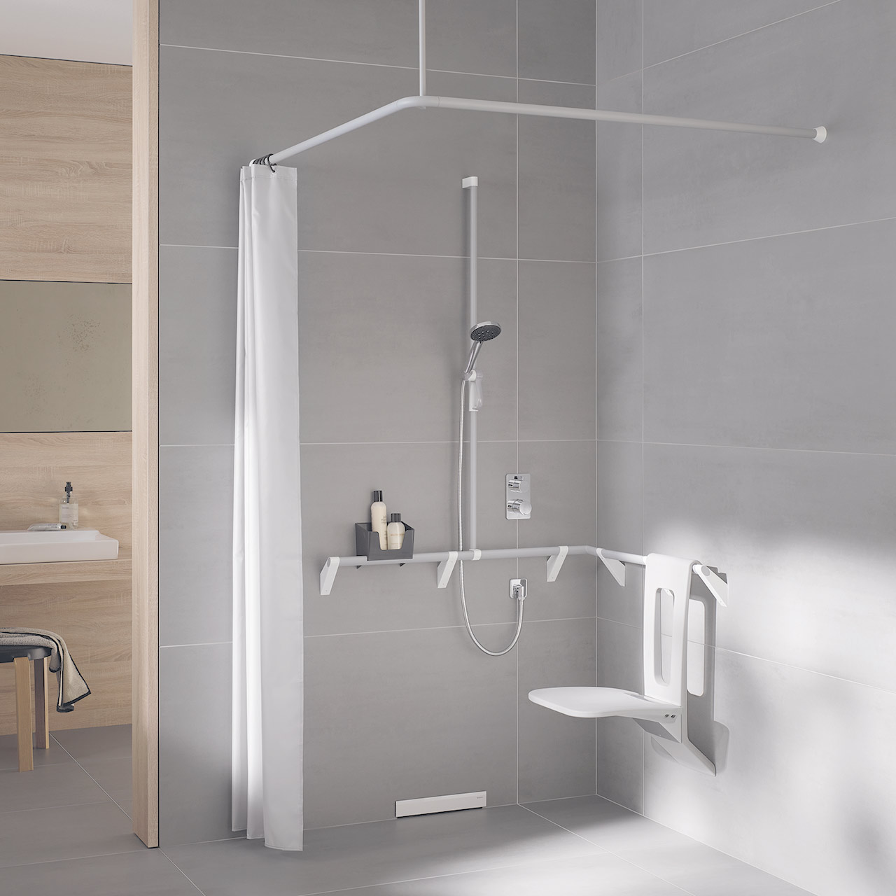 Haltegriff Eckdusche - verstärkt für Duschklappsitz - ErgoSystem A100 Haltegriff Eckdusche - verstärkt für Duschklappsitz - ErgoSystem A100