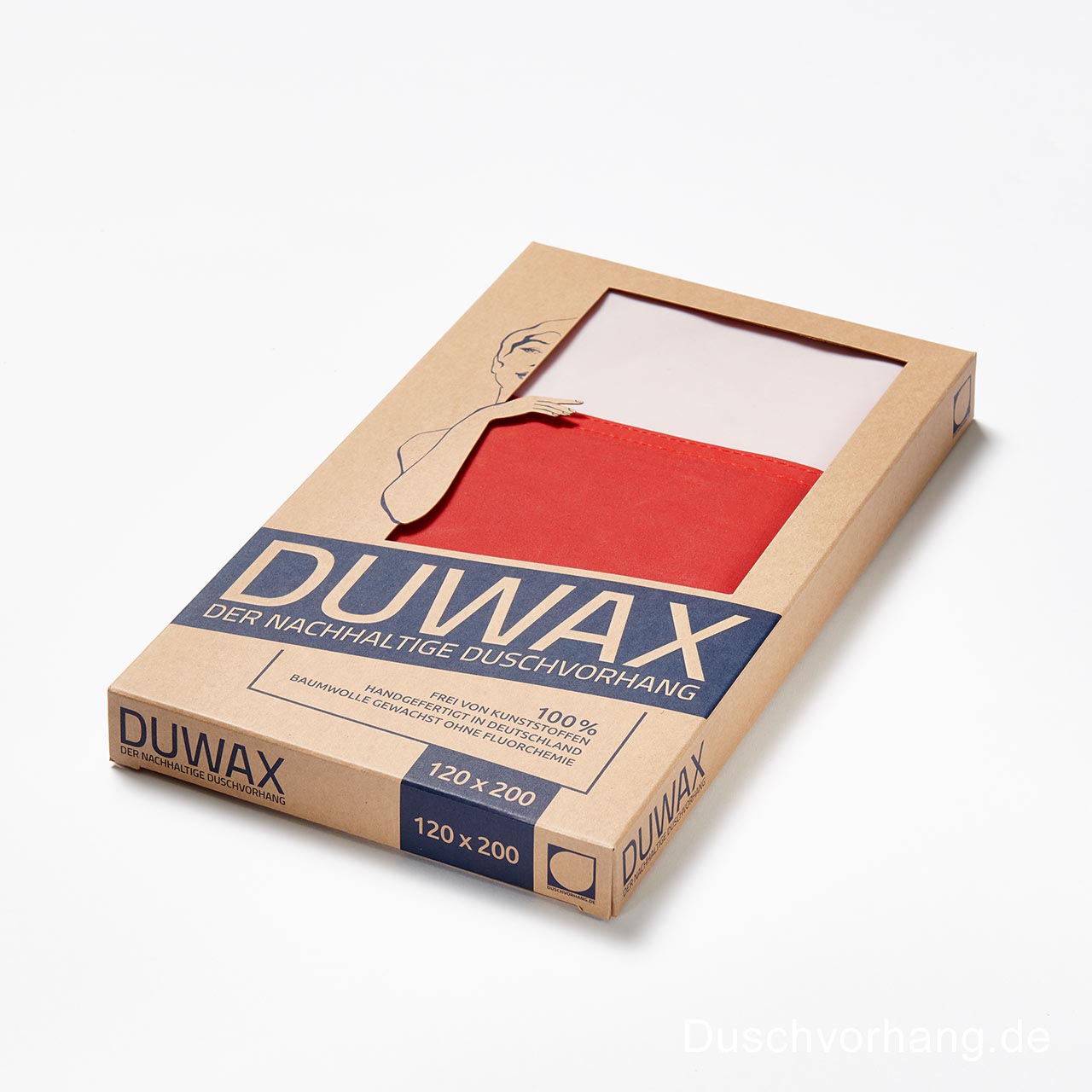 DUWAX Textil Duschvorhang Rot Natur