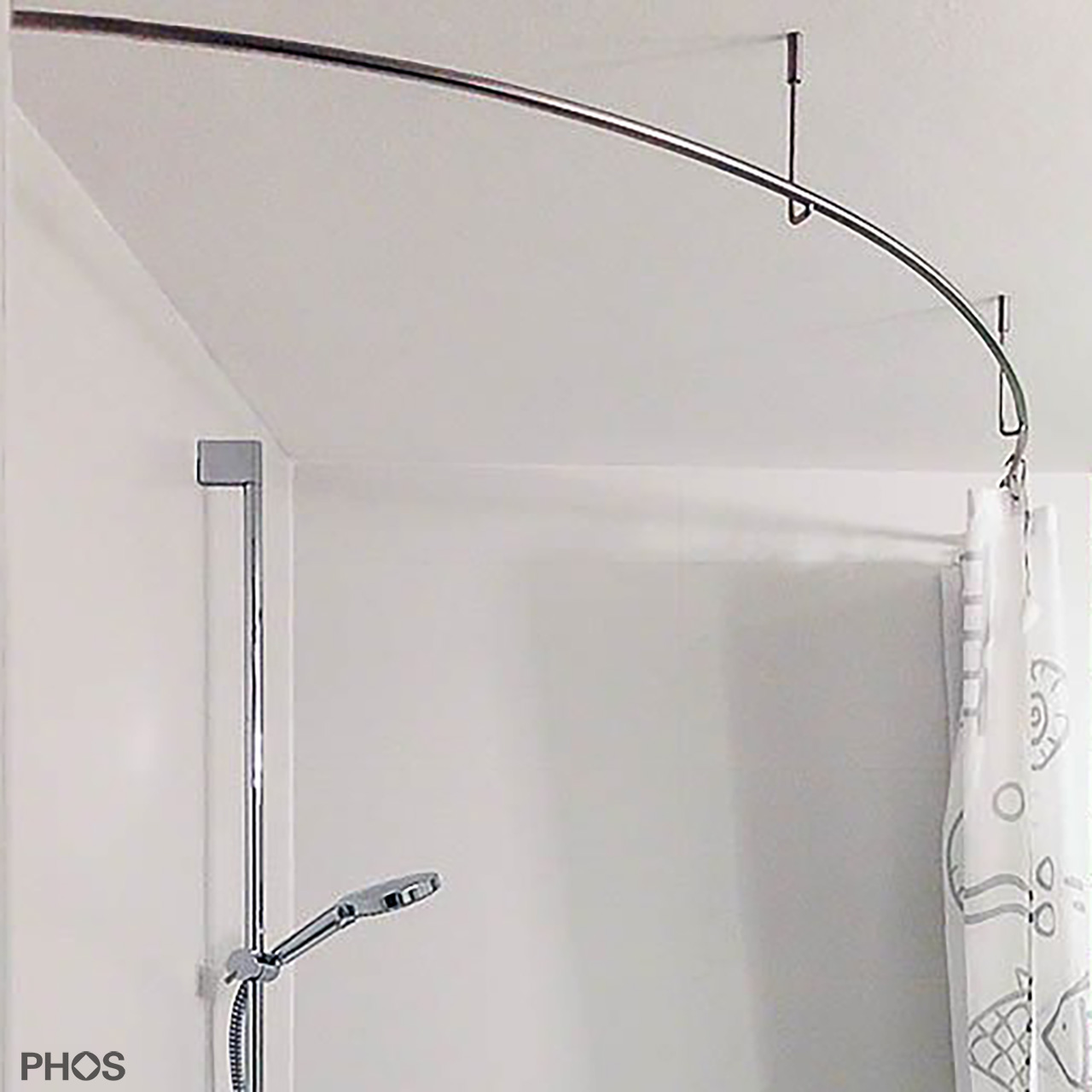 Duschvorhangstange für Eckbadewannen - gebogen - 12mm Edelstahl Duschvorhangstange für Eckbadewannen - gebogen - 12mm Edelstahl