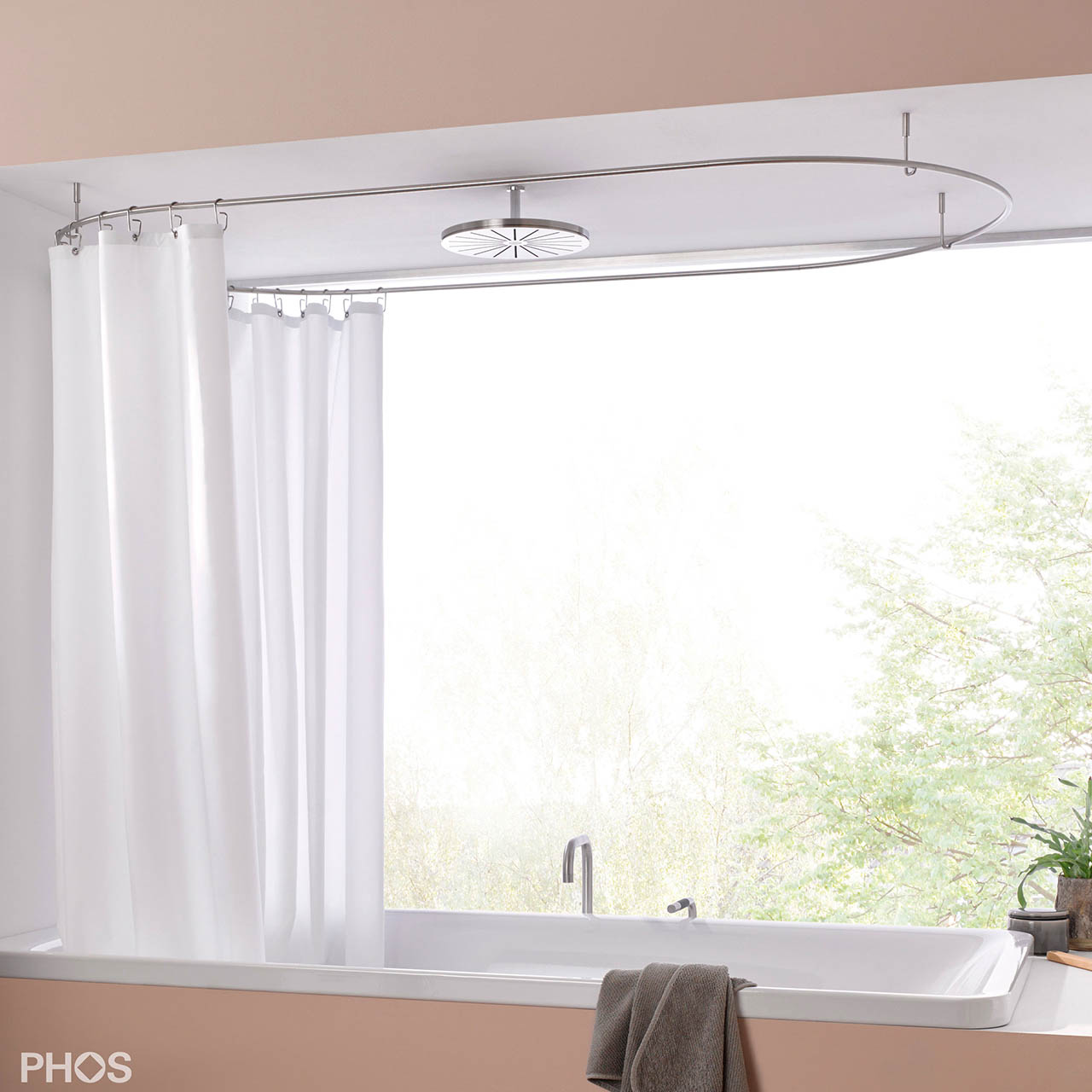 Duschvorhangstange Badewanne - Oval - 12mm Edelstahl Duschvorhangstange Badewanne - Oval - 12mm Edelstahl