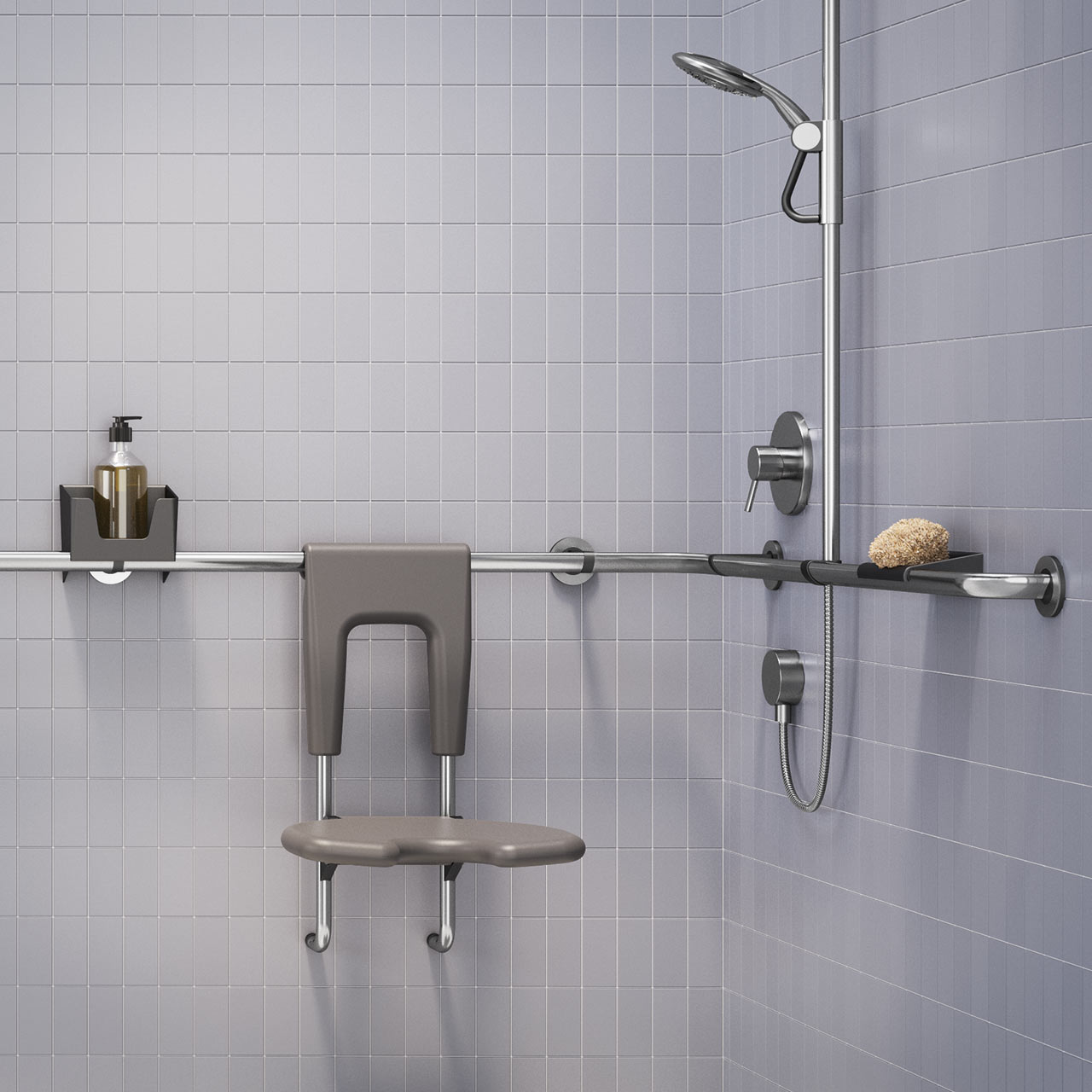 Brausestange mit Duschkopf Halter - Haltegriff Kombi - ErgoSystem E300 Brausestange mit Duschkopf Halter - Haltegriff Kombi - ErgoSystem E300