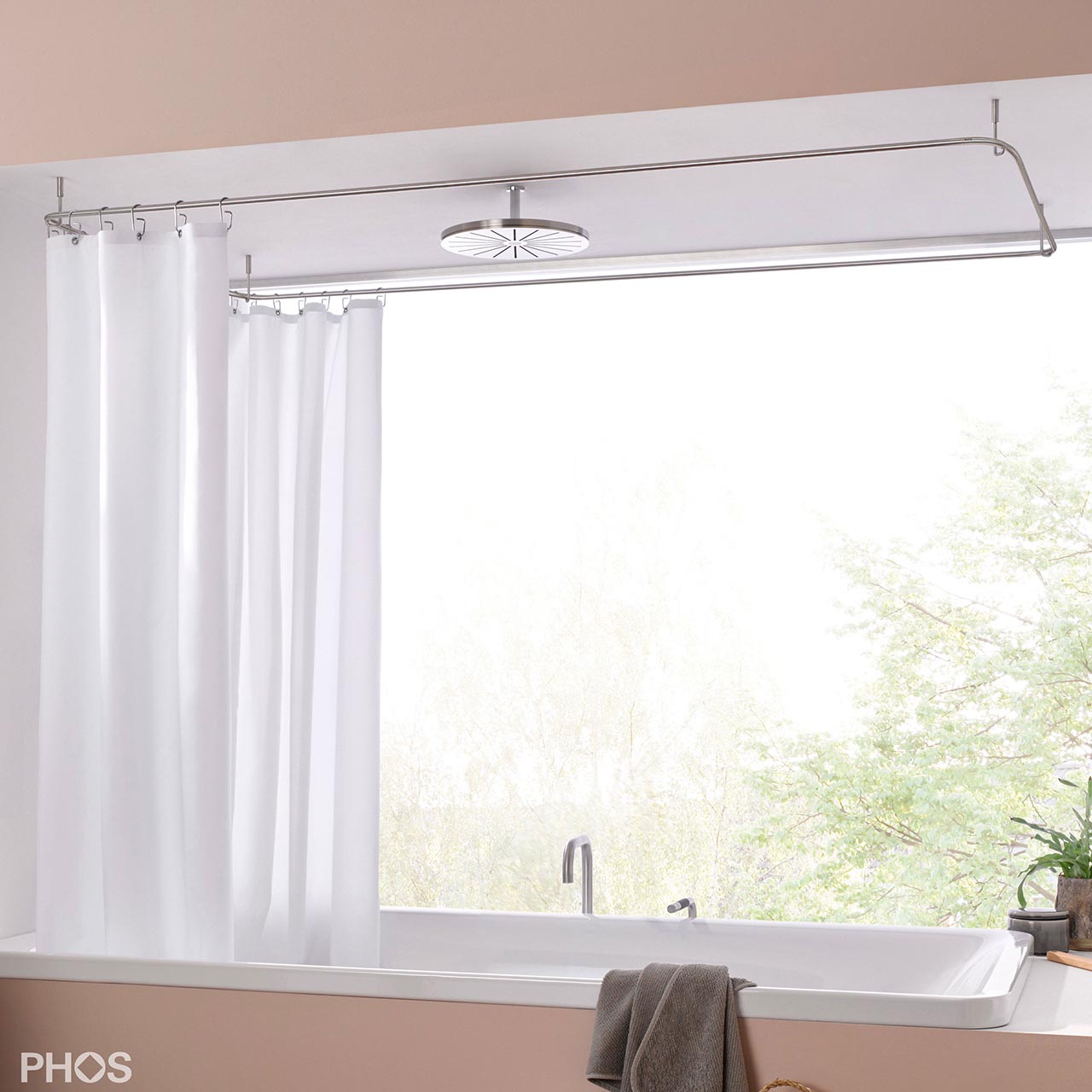 Duschvorhangstange Badewanne Rechteck - Deckenmontage Duschvorhangstange Badewanne Rechteck - Deckenmontage