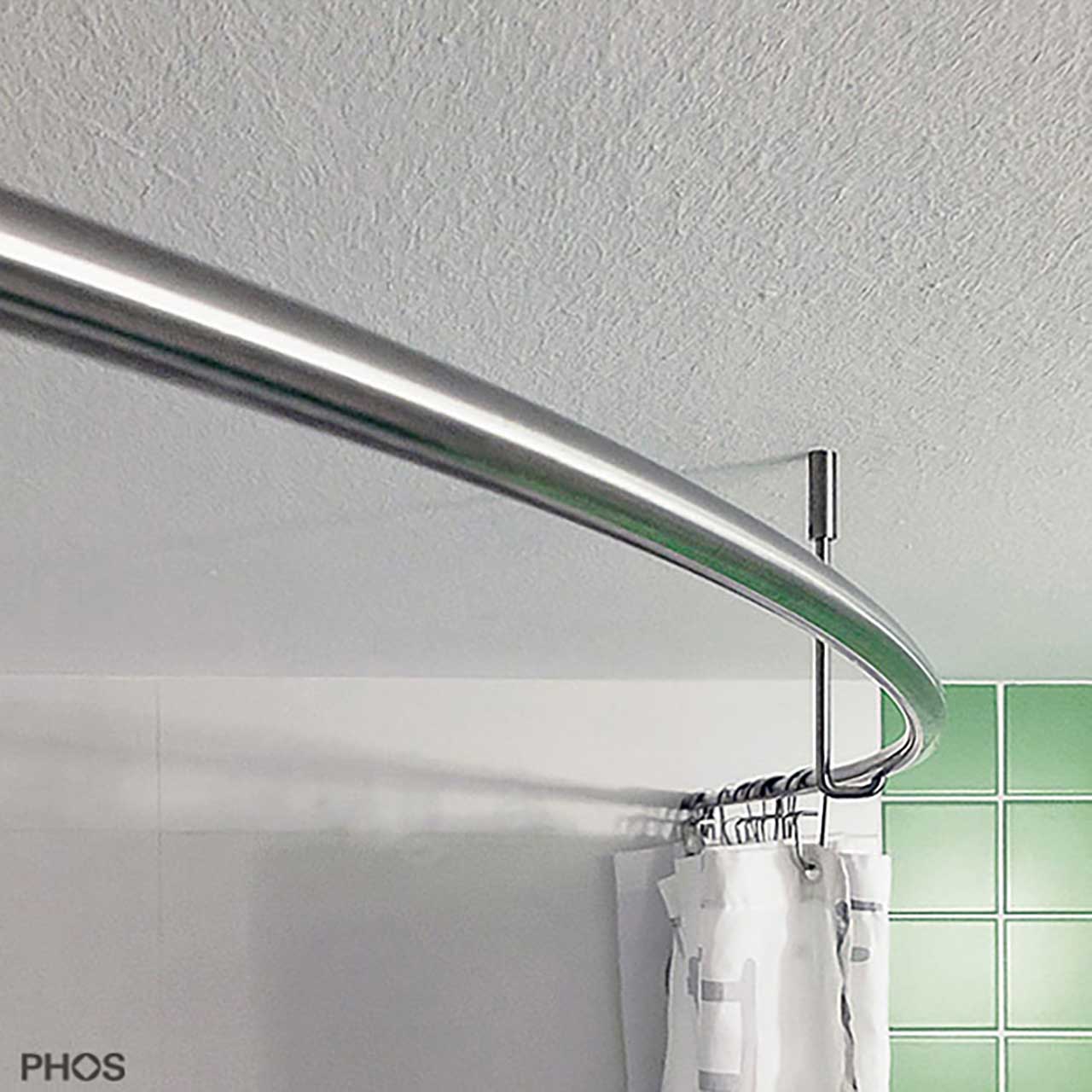 Duschvorhangstange für Eckbadewannen - gebogen - 12mm Edelstahl Duschvorhangstange für Eckbadewannen - gebogen - 12mm Edelstahl