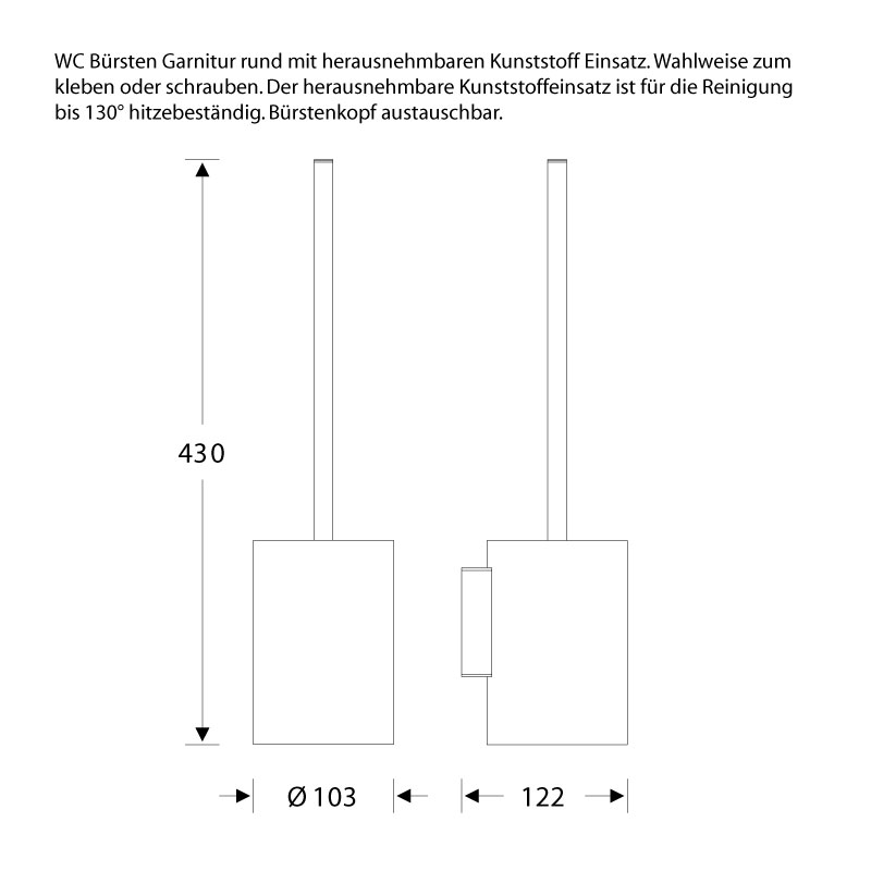 WC Garnitur Set - Wandmontage - Rund - Edelstahl - FSB Metric