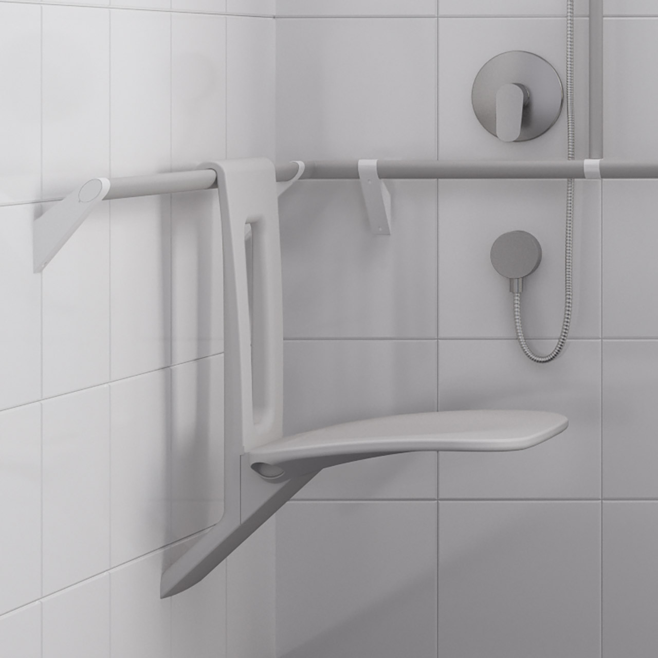 Duschklappsitz als Duschstuhl zum Einhängen - mit Rückenlehne - ErgoSystem A100 Duschklappsitz als Duschstuhl zum Einhängen - mit Rückenlehne - ErgoSystem A100