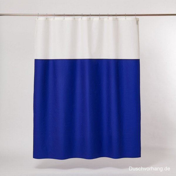 Umweltfreundlicher Textil Duschvorhang royal blau weiß