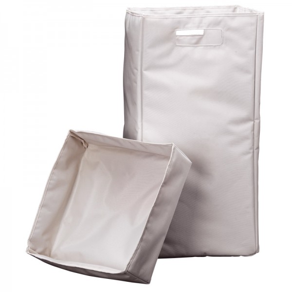 Wäschekorb mit Deckel, Henkel, faltbar - Weiß - 30x30x60cm