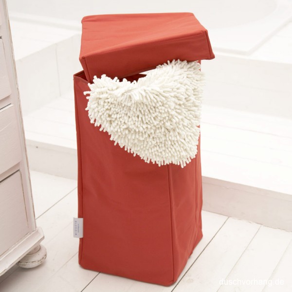 Wäschekorb mit Deckel, Henkel, faltbar - Rot - 30x30x60cm
