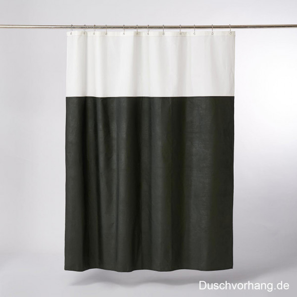 Nachhaltiger Textil Duschvorhang aus Baumwoll Gewebe in grün weiß 180 x 200 