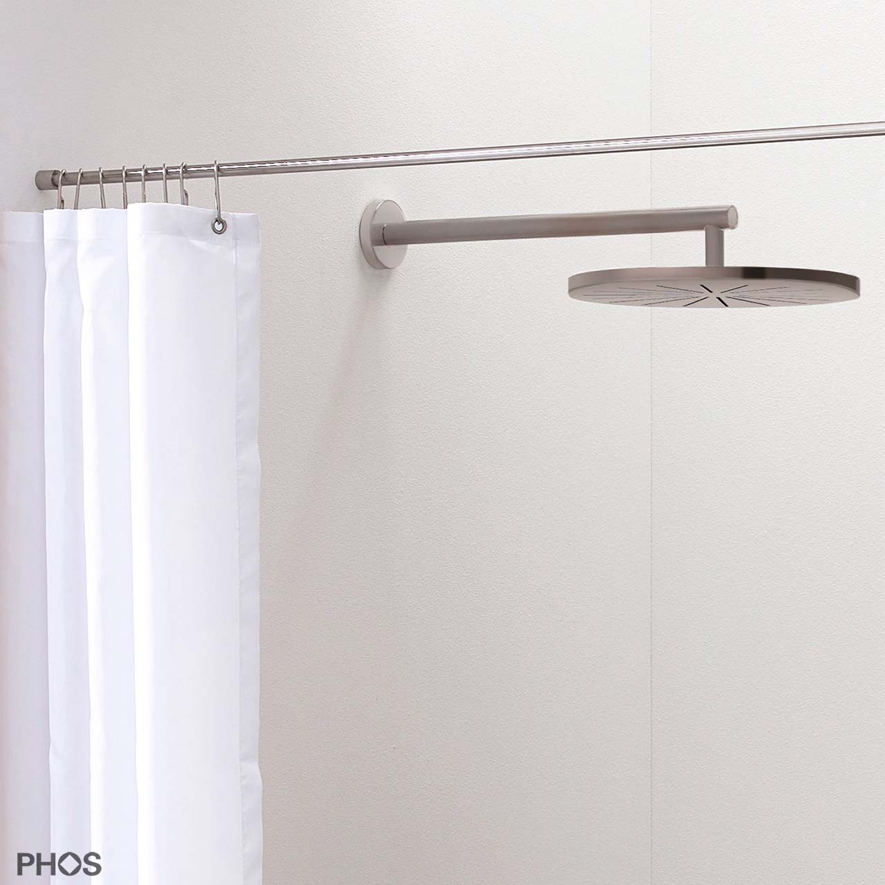 Erica Duschvorhangstange L-form & U-form - 4-in-1 System